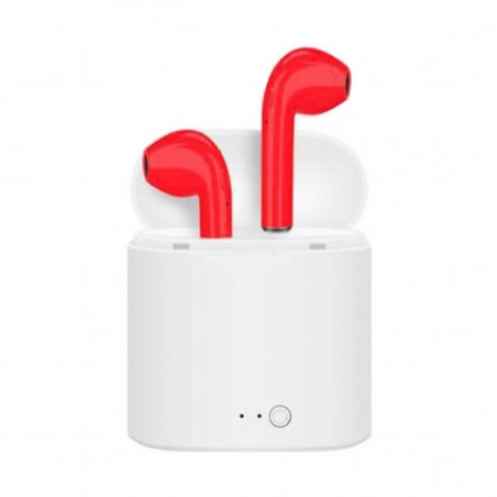 Auriculares Bluetooth i7 Rojos con estuche de carga