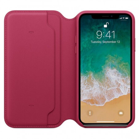 Funda Leather Folio morada para iPhone X