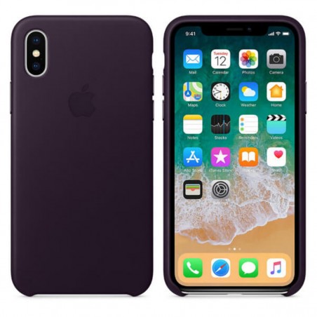 Funda Leather Case morada para iPhone X