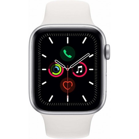 Apple Watch Series 5 GPS Color Aluminio Plata, Caja 40mm y correa deportiva blanca