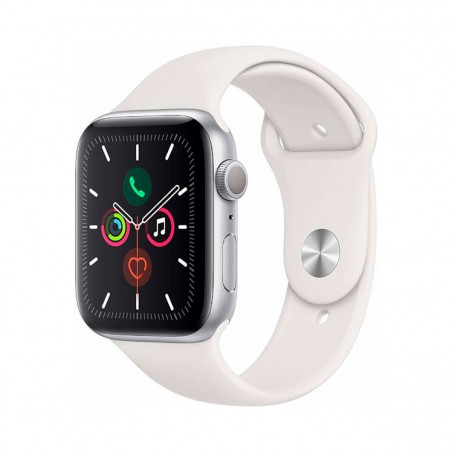 Apple Watch Series 5 GPS, Caja 44mm Aluminio Plata y correa deportiva blanca MWVD2TY/A
