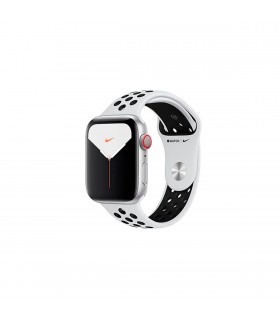 Apple Watch Series 5 Nike GPS + Cellular, Caja 40mm Aluminio Plata y Correa Deportiva Platino Puro/Negro MX3C2TY/A