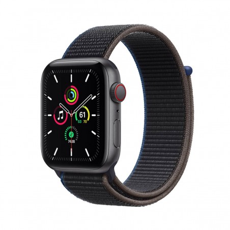 Apple Watch SE (GPS + Celular) 44mm Aluminio Gris espacial y Correa Loop Negro Carbón
