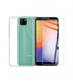 Protector Huawei Y5p Cristal Templado + Funda Silicona Transparente