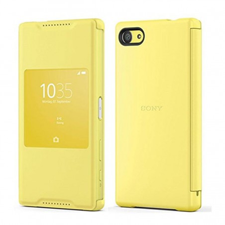 Funda con ventana amarilla para Sony Xperia Z5 Compact SCR44