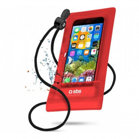 Funda impermeable roja para móvil de hasta 5,5"