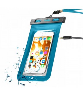 Funda impermeable azul con jack 3,5 mm para móvil de hasta 5,5"