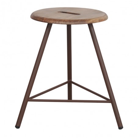 TABURETE BAJO DE METAL Y MADERA SNOW