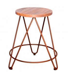 TABURETE BAJO METAL Y MADERA CAREME