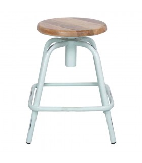 TABURETE BAJO DE METAL Y MADERA EASY