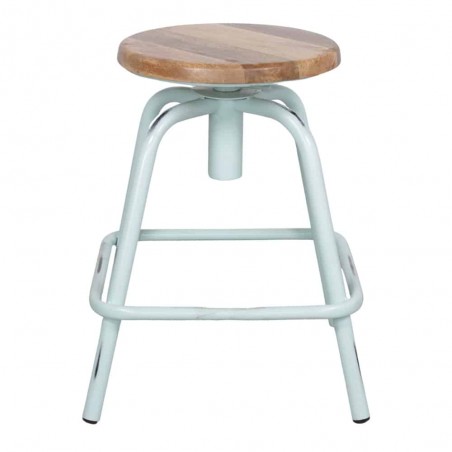 TABURETE BAJO DE METAL Y MADERA EASY