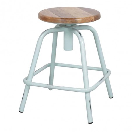 TABURETE BAJO DE METAL Y MADERA EASY