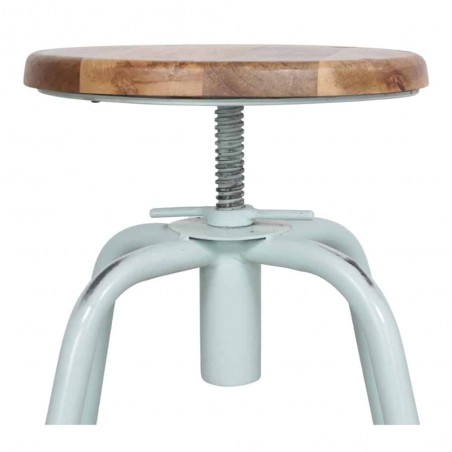 TABURETE BAJO DE METAL Y MADERA EASY