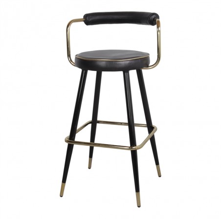 TABURETE ALTO DE METAL Y PIEL GATIMBER