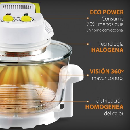 Horno Convección Programable. Última Generación, Cocina Saludable, 15 L, Mínimo Consumo, Calor Homogéneo Total