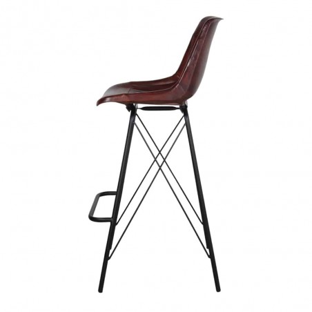 TABURETE ALTO DE METAL Y PIEL WARREN