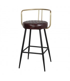 TABURETE ALTO DE METAL Y PIEL THABO MAXI