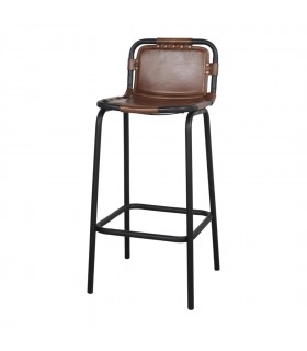 TABURETE ALTO DE METAL Y PIEL IGOR