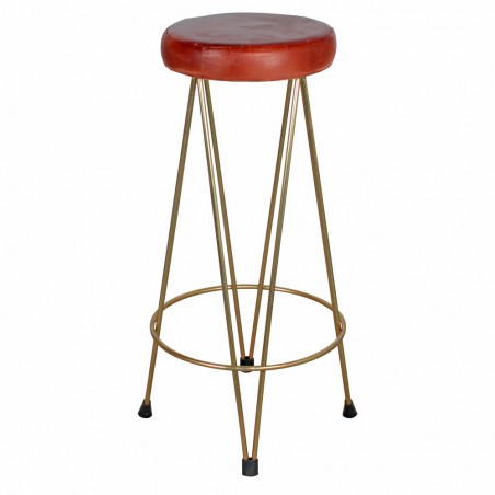 TABURETE ALTO METAL Y PIEL PIGALLE