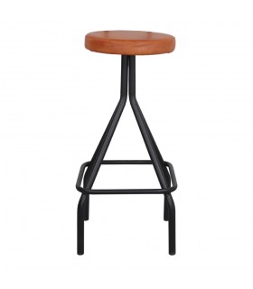 TABURETE ALTO METAL Y PIEL GAUCHO