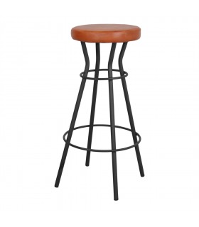 TABURETE ALTO DE METAL Y PIEL FILEMÓN