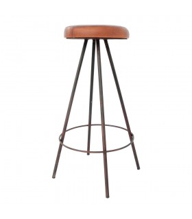 TABURETE ALTO METAL Y PIEL BOB