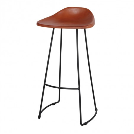 TABURETE ALTO METAL Y PIEL SUSSEX