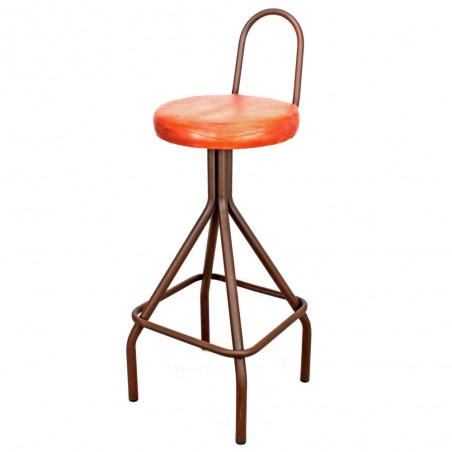TABURETE ALTO METAL Y PIEL CLOE