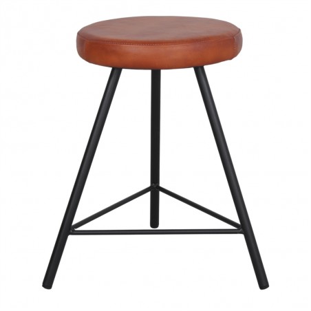 TABURETE BAJO METAL Y PIEL PEPONA