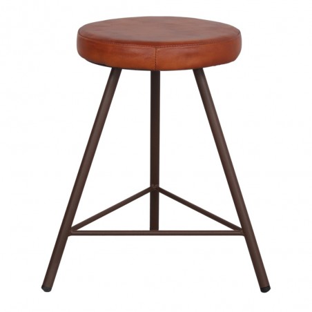 TABURETE BAJO METAL Y PIEL PEPONA