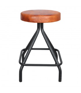 TABURETE BAJO METAL Y PIEL GORBACHOV