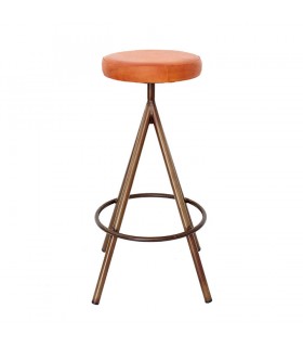 TABURETE ALTO DE METAL Y PIEL SILVER