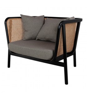 SILLÓN DE MADERA Y RATTÁN FARZI NEGRO