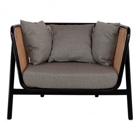 SILLÓN DE MADERA Y RATTÁN FARZI NEGRO