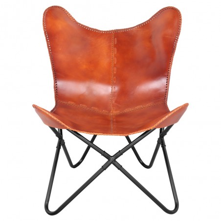 SILLÓN DE PIEL BUTTERFLY CARAMEL