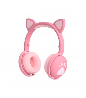 Auriculares Inalámbricos Niñ@s Bluetooth Orejitas con Huella Rosa