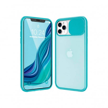 Carcasa iPhone 11 Pro híbrida con protector de cámara deslizante azul