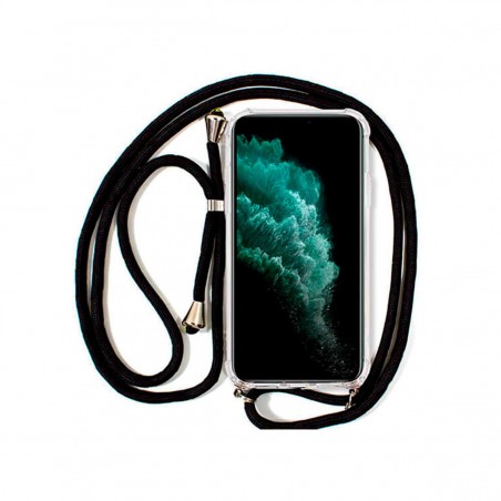 Carcasa iPhone 11 Pro híbrida con protector de cámara deslizante con cordon negro