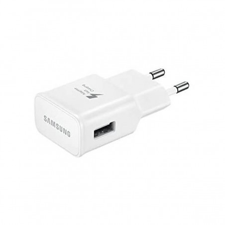 Cargador de red original Samsung Carga Rápida Micro-USB (EP-TA20EWE + cable DCU4AWE 2A) con blister Blanco