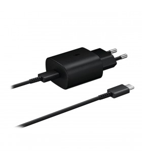 Cargador de red compatible Samsung Carga Rápida 25W USB-C (EP-TA800EBE + EPDG977BBE 2A) Negro