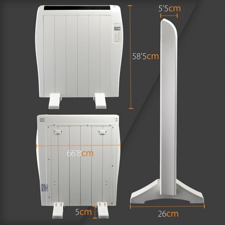 Homely Atmosphere 900W. Emisor Térmico, Radiador Eléctrico, 6 Elementos, 3 Modos, Mando de Control, Temporizador, Pantalla LED