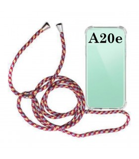 Funda Móvil Colgante para Samsung Galaxy A20e Cuerda Rojo Burdeos y Azul