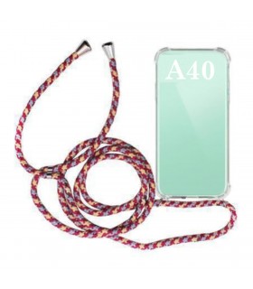 Funda Móvil Colgante para Samsung Galaxy A40 Cuerda Rojo Burdeos y Azul