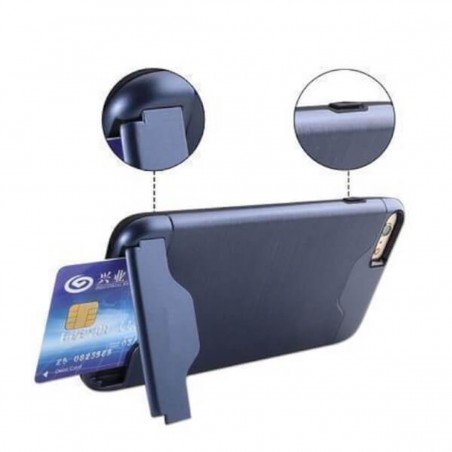 Carcasa con tarjetero y soporte azul para iPhone 7/8