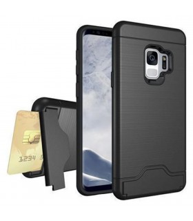 Funda negra con tarjetero y soporte para Samsung Galaxy S9