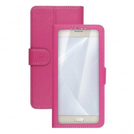 Funda Celly XXL con ventana rosa para móviles de 5,7"