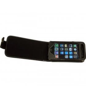 Funda de piel con solapa vertical y pinza